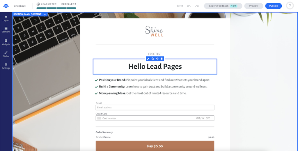 Leadpages Page Editor