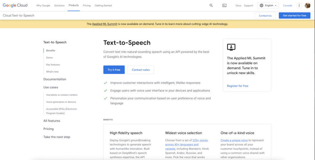 Text to speech software - Google Cloud