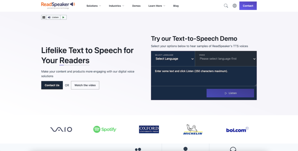 Text to speech software - ReadSpeaker