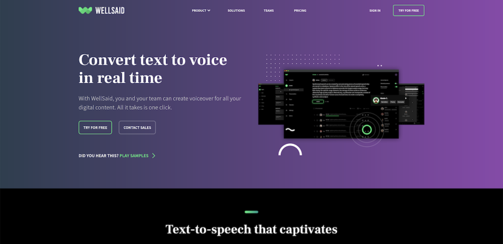 Text to speech software - WellSaid