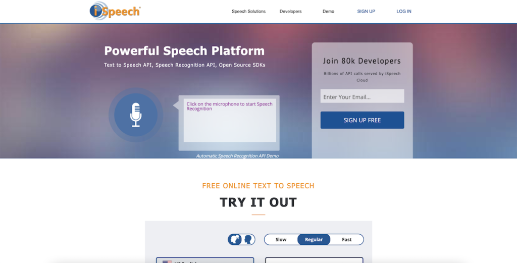 Text to speech software - iSpeech